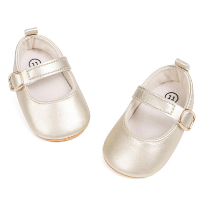 ohsofy Infant Baby Girls Mary Jane Flats Non-Slip Bowknot Princess Wedding Dress Shoes Toddler Crib Shoes