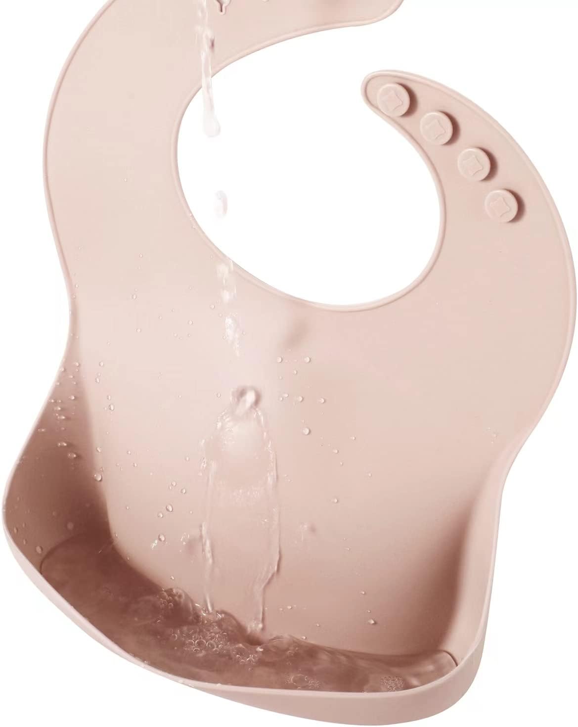 PandaEar Silicone Bibs for Babies Toddlers Girls| Adjustable Waterproof BPA Free Soft Durable Bibs for eating with Large Pocket Food Catcher