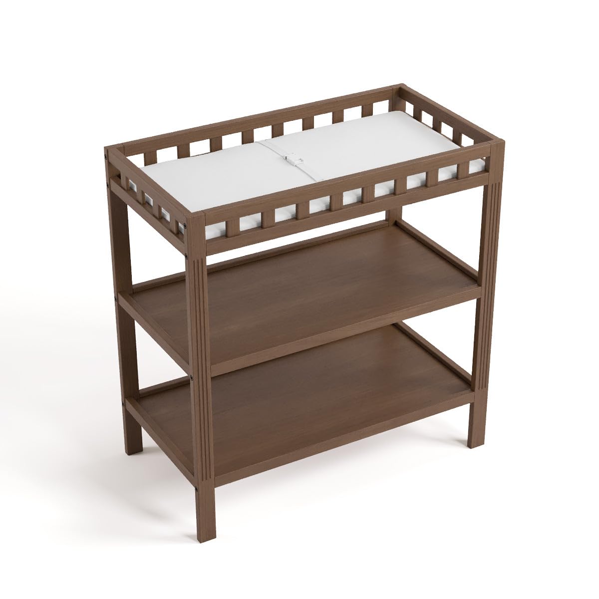 Storkcraft Morningside Changing Table (Sage) – GREENGUARD Gold Certified Baby Changing Table, Includes Waterproof Diaper Changing Pad, Easy 30-Minute Assembly, 2 Open Shelves for Storage