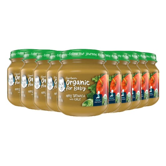 Gerber Purees Organic 2nd Foods Apple Wild Blueberry Baby Food Glass Jar (Pack of 6)