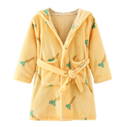 YOLIA Boys Girls Robes Kids Hooded Sleepwear Soft Fleece Bathrobes Cute Housecoat Gowns