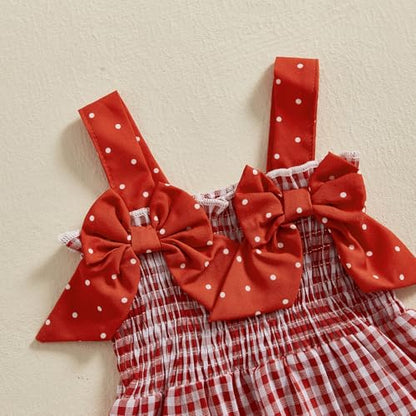 Boho Baby Girl Clothes Summer Toddler Tank Romper Sleeveless Bowknot Ruffle Overalls Jumpsuit Shorts With Headband