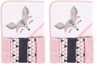 Luvable Friends Unisex Baby Hooded Towel with Five Washcloths, Cotton,Polyester,Ikat Elephant, One Size