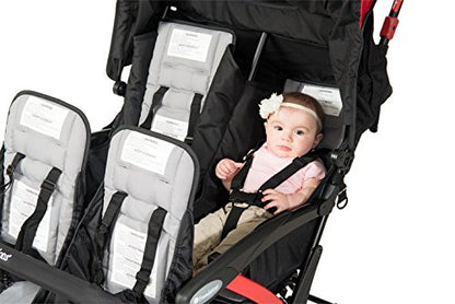 Gaggle by Foundations Compass Quad 4 Seat Stroller | 4-Seat Stroller for Daycare | Oversized UV Blocking Canopy | 5-Point Harness | Easy Loading | Storage Bucket | Black