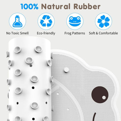 Bath Mat for Tub Non Slip Baby, Kids Bathtub Mat, 30"x18" Bath Mat for Baby, Natural Rubber no Odors, Textured Surface and Strong Suction Cups for Double Anti-Slip, Easy to Clean, Green