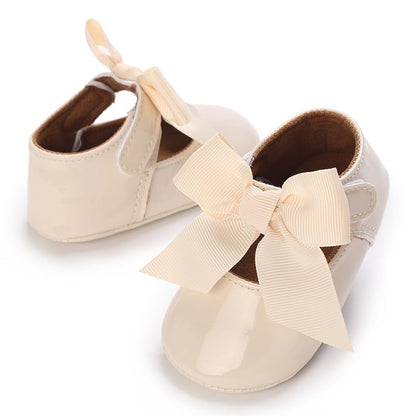 LAFEGEN Baby Girls Mary Jane Flats with Bownot Non Slip Soft Sole PU Leather Newborn Infant Toddler First Walker Cirb Dress Shoes