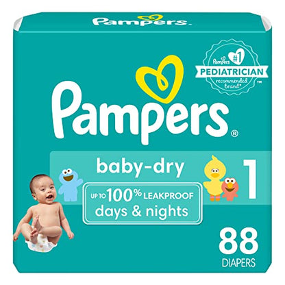 Pampers Diapers - Baby Dry - Size 1, 44 Count, Absorbent Disposable Infant Diaper (Packaging May Vary)