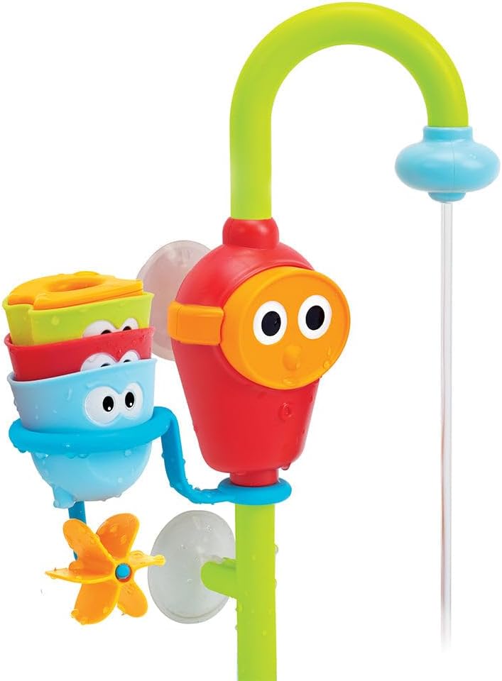 Yookidoo Toddler and Baby Bath Toy (Ages 1-3): Flow N Fill - 3 Stackable Play Cups - Battery Operated Interactive Hose Toy & Tumblers with Multiple Play Aspects - Make Bath Time Maigcal (No Mold)