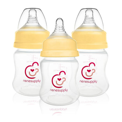 Nenesupply Natural Baby Bottles Newborn Feeding Bottles Slow Flow Breastfeeding Bottle for Breastfed Babies Wide Neck 9oz Anti Colic Level 2 Nipple for 1+ Month Infant Replace Spectra Bottle Pumping