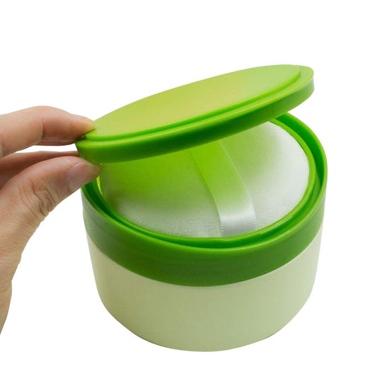 1Pcs Baby After-Bath Puff Box Body Talcum Powder Box Case Container Dispenser with Sifter and Powder Puff for Travel and Home Use(Green)
