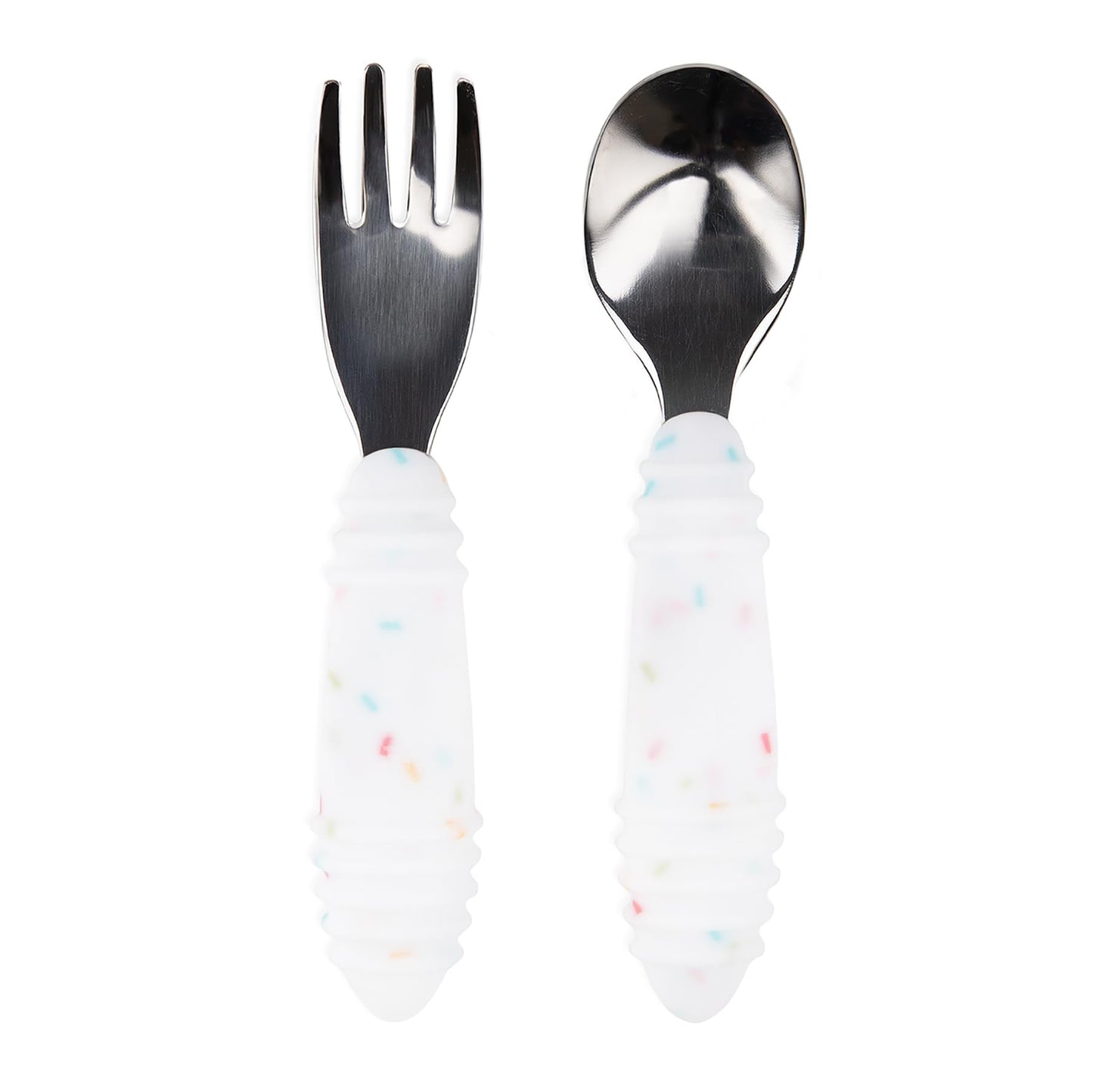 Bumkins Disney Baby Utensils Set, Chewtensils Silicone Spoons for Dipping, Self-Feeding, Baby Led Weaning, Trainer Learning, First Stage Eating, Soft Fork and Spoon, Babies 6 Months, Minnie Mouse