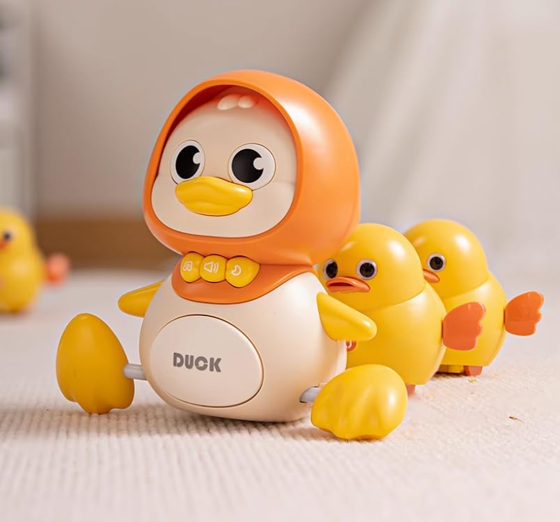 hahaland Crawling Baby Toys 6-12 Months - 3 PCS Musical Mother Duck and Ducklings Toy - Tummy Time Toys Moving Developmental 7 8 9 10 Month Old Toy Must Haves - Shower Gifts Dancing Duck for Babies