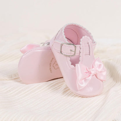 Meckior Newborn Baby Girls Dress Shoes Infant Bowknot Soft Sole Mary Jane Moccasins Baptism Christening Crib Shoes Wedding Princess Flats