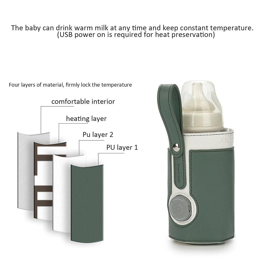 Bottle Warmer Bag 3 Temperature Adjustable Portable Baby Bottle Warmer for Connecting to Mobile Power