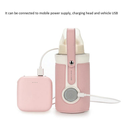Bottle Warmer Bag 3 Temperature Adjustable Portable Baby Bottle Warmer for Connecting to Mobile Power