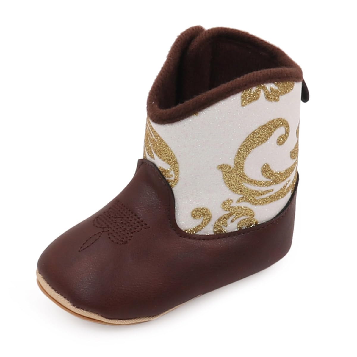 Kuner Baby Cowboy Boots Western Boots Toddler Cowboy Bootie Soft Sole Non-Slip Crib Shoes for Infant Boys Girls0-18 Months