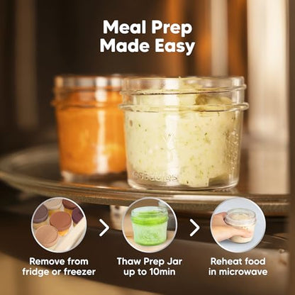 KeaBabies 4pk 8oz & 4pk 4oz Glass Baby Food Containers with Lids - Leak-Proof,Microwavable Small Glass Jars,Baby Purees & Toddler Snack Storage Containers,BPA-Free,Dishwasher & Freezer Safe(Musk Dusk)