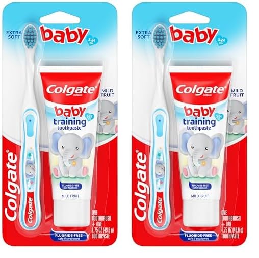 Colgate Baby Training Toothpaste and Toothbrush Kit, Mild Fruit Flavor Set for Ages 3-24 Months