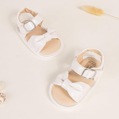 Oamico Baby Girl Sandals Infant Soft Anti-Slip Rubber Sole Casual Beach Sandals Newborn Bowknot Outdoor First Walker Summer Shoes for Baby Girls Flat Sandal