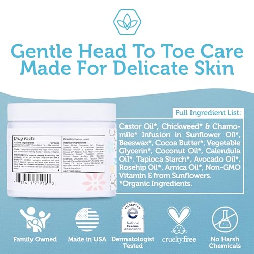 Era Organics Healing Ointment for Babies - USDA Certified Organic Natural Moisturizer Gentle on Sensitive Skin Prone To Baby Eczema, Cradle Cap (Infant Seborrheic Dermatitis), Rashes, Hives and More