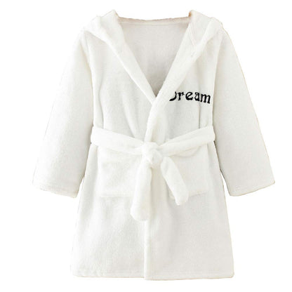 Unisex Baby Hooded Bathrobe Kids Flannel Pajamas Dressing Gown for Boys Girls