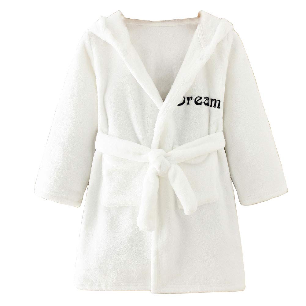 Unisex Baby Hooded Bathrobe Kids Flannel Pajamas Dressing Gown for Boys Girls