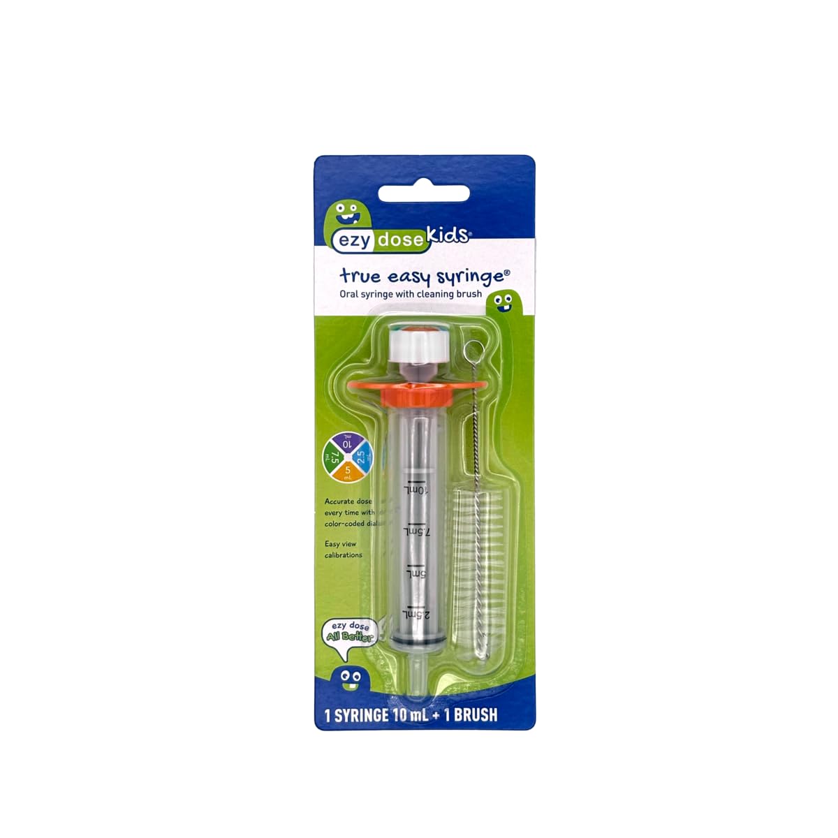 EZY DOSE Kids Baby Oral Syringe & Dispenser, True Easy Design for Liquid Medicine, Easy to Control, 10 mL/2 TSP Color Coded, BPA Free
