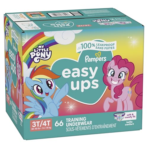 Pampers Training Pants - Easy Ups Girls & Boys - Size 5T-6T, 84 Count, Easy Pull Up & Down Design, My Little Pony Potty Underwear (Packaging May Vary)