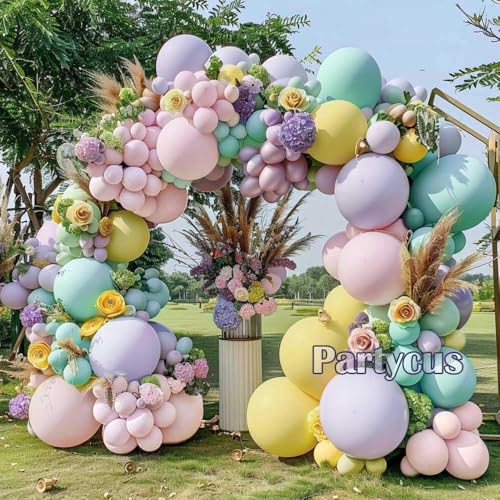 Pink Blue Green Balloon Garland Double Stuffed Dusty Light Green Baby Blue Blush Mauve Latex Pastel Balloon Arch Kit for Boho Baby Shower Gender Reveal Bear Birthday Floral Party Decoration