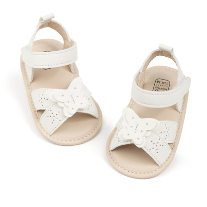 Sawimlgy Baby Girls Boys Sandals Summer Flowers Shoe Rubber Sole PU Leather Mesh Infant Toddler First Walkers Princess Dress Outdoor Shoes