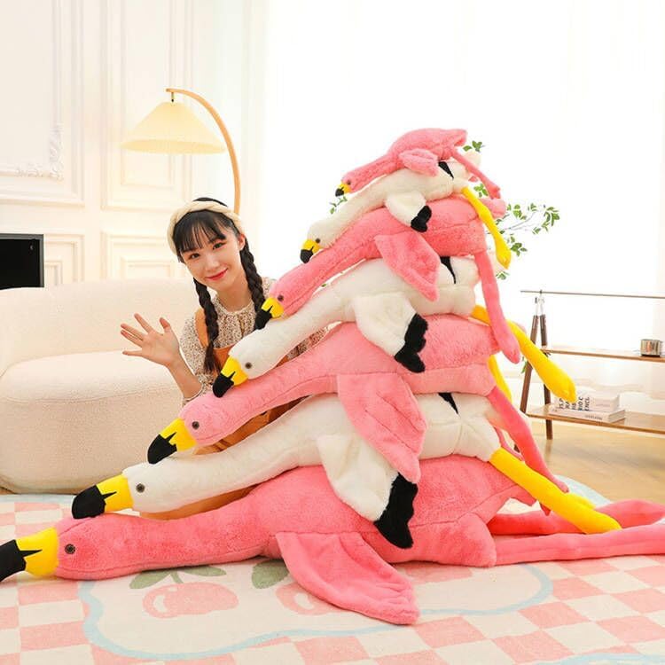 62" Flamingo Stuffed Animal Plush Pillow Giant Stuffed Animal Plush Doll Pink Flamingo Plush Toys for Kids Birthday Christmas Decoration Gifts（Pink）