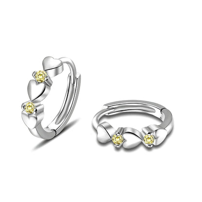 CiNily 14K White Gold Plated Small Hoop Earrings for Women Girls Heart Cubic Zirconia Hypoallergenic Earrings