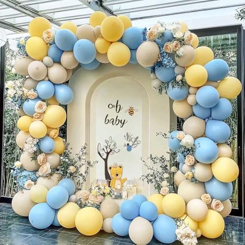 Pink Blue Green Balloon Garland Double Stuffed Dusty Light Green Baby Blue Blush Mauve Latex Pastel Balloon Arch Kit for Boho Baby Shower Gender Reveal Bear Birthday Floral Party Decoration