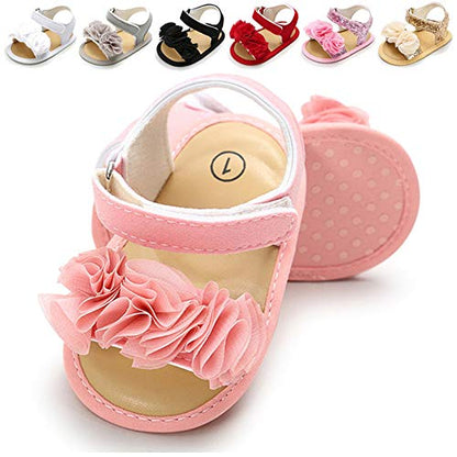 LAFEGEN Infant Baby Girls Summer Sandals Newborn Toddler First Walker Crib Dress Shoes