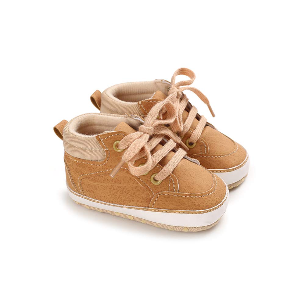 Meckior Toddler Baby Boys Girls High Tops Ankle Sneakers Soft Anti-Slip Sole PU Leather Moccasins Infant Newborn Prewalker First Walking Crib Shoes