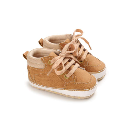 Meckior Toddler Baby Boys Girls High Tops Ankle Sneakers Soft Anti-Slip Sole PU Leather Moccasins Infant Newborn Prewalker First Walking Crib Shoes