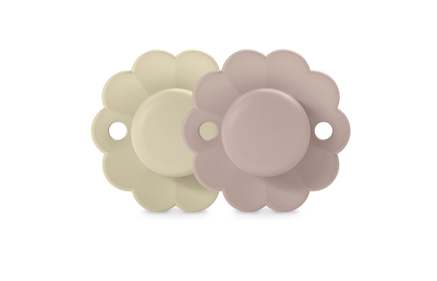 Suavinex Wonder Baby Pacifier, SX Pro Silicone Nipple, Reversible, Non Irritating Shield Design, 2 Pk Pacifiers 0-6 Months, Made in Europe, Mauve/Chalk