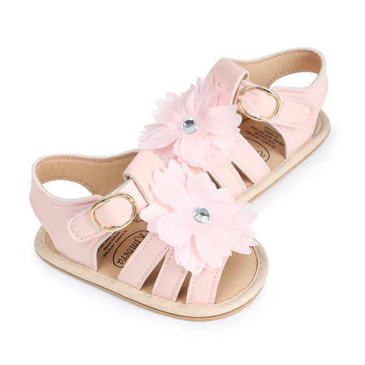 HsdsBebe Baby Girls Sandals Bohemia Flower Bow Soft Sole Toddler First Walkers Beach Summer Shoes