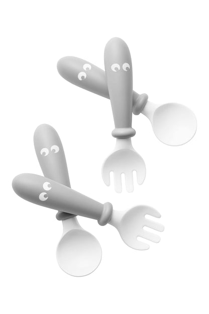 BabyBjörn Baby Spoon and Fork, 4 pcs, Powder Green