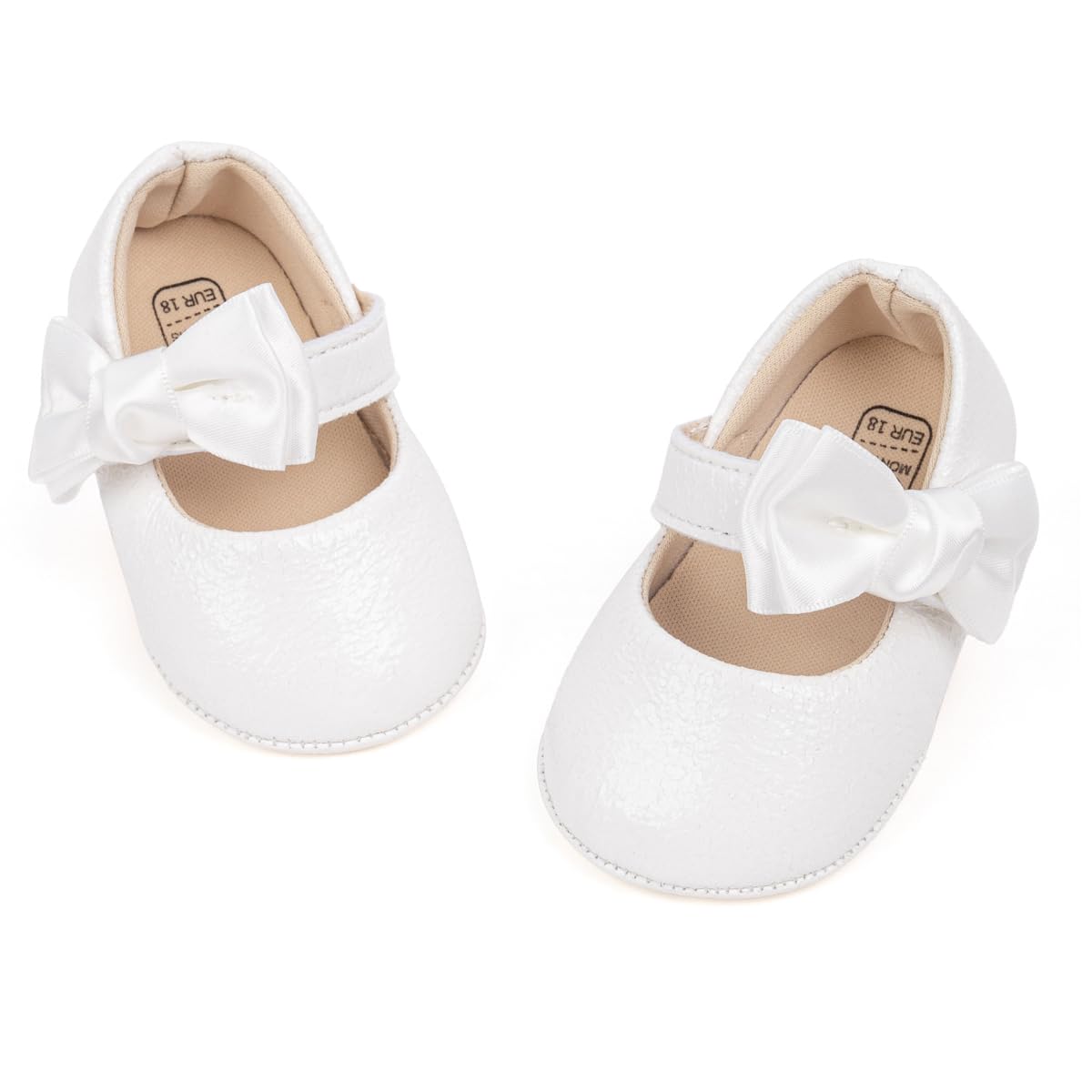 ohsofy Infant Baby Girls Mary Jane Flats Non-Slip Bowknot Princess Wedding Dress Shoes Toddler Crib Shoes