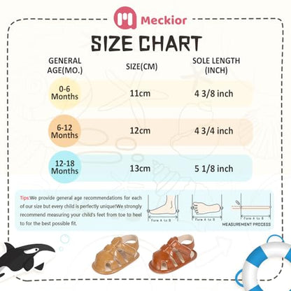 Meckior Baby Infant Boy Girl Sandals Newborn Non-Slip Soft Rubber Sole Sandals for Baby Boys Open-Toe Outdoor Casual Summer First Walkers Shoes