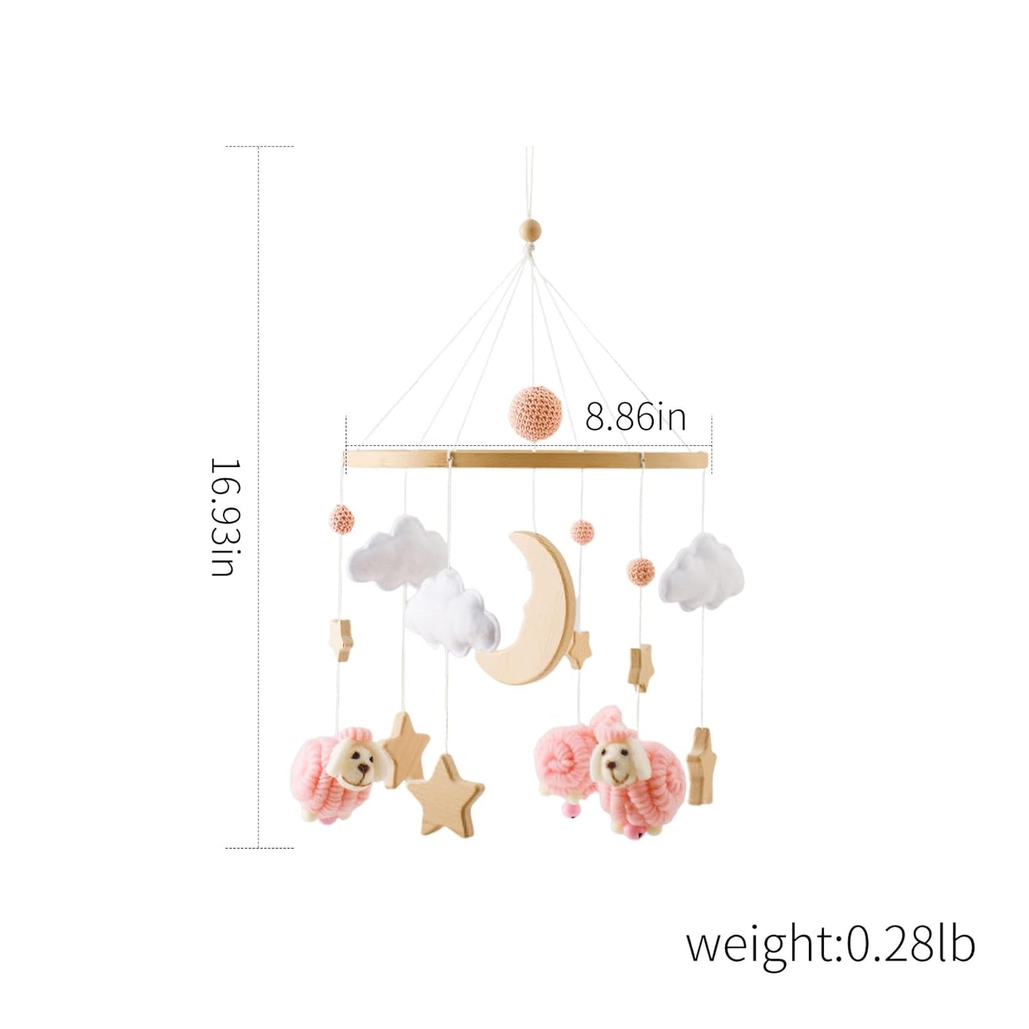 Wooden Crib Mobile Arm | Baby Crib Mobile Arm Wooden Holder | Rotatable Adjustable Anti Slip Attachment Clamp for Sturdy Mobile Hanger (Curved Arm)