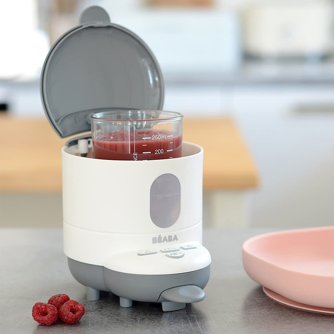 BEABA Bib'Expresso Fast Water Warmer, Formula Maker Preps Bottle in 30 Secs, Quickly Dispenses Warm Water for Baby Bottle, Also a Baby Food Warmer, Midnight