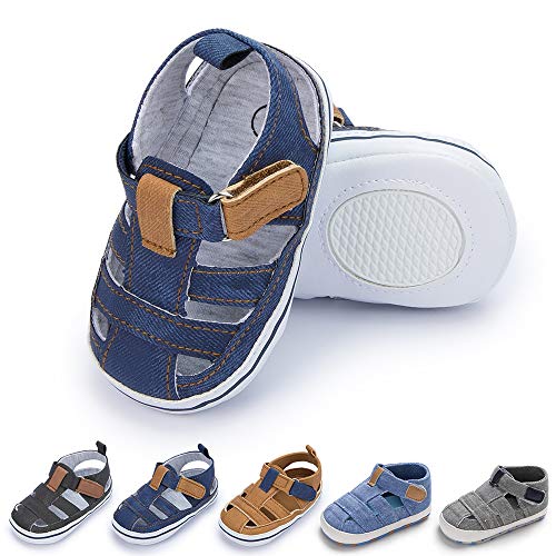 Meckior Baby Infant Boy Girl Sandals Newborn Non-Slip Soft Rubber Sole Sandals for Baby Boys Open-Toe Outdoor Casual Summer First Walkers Shoes
