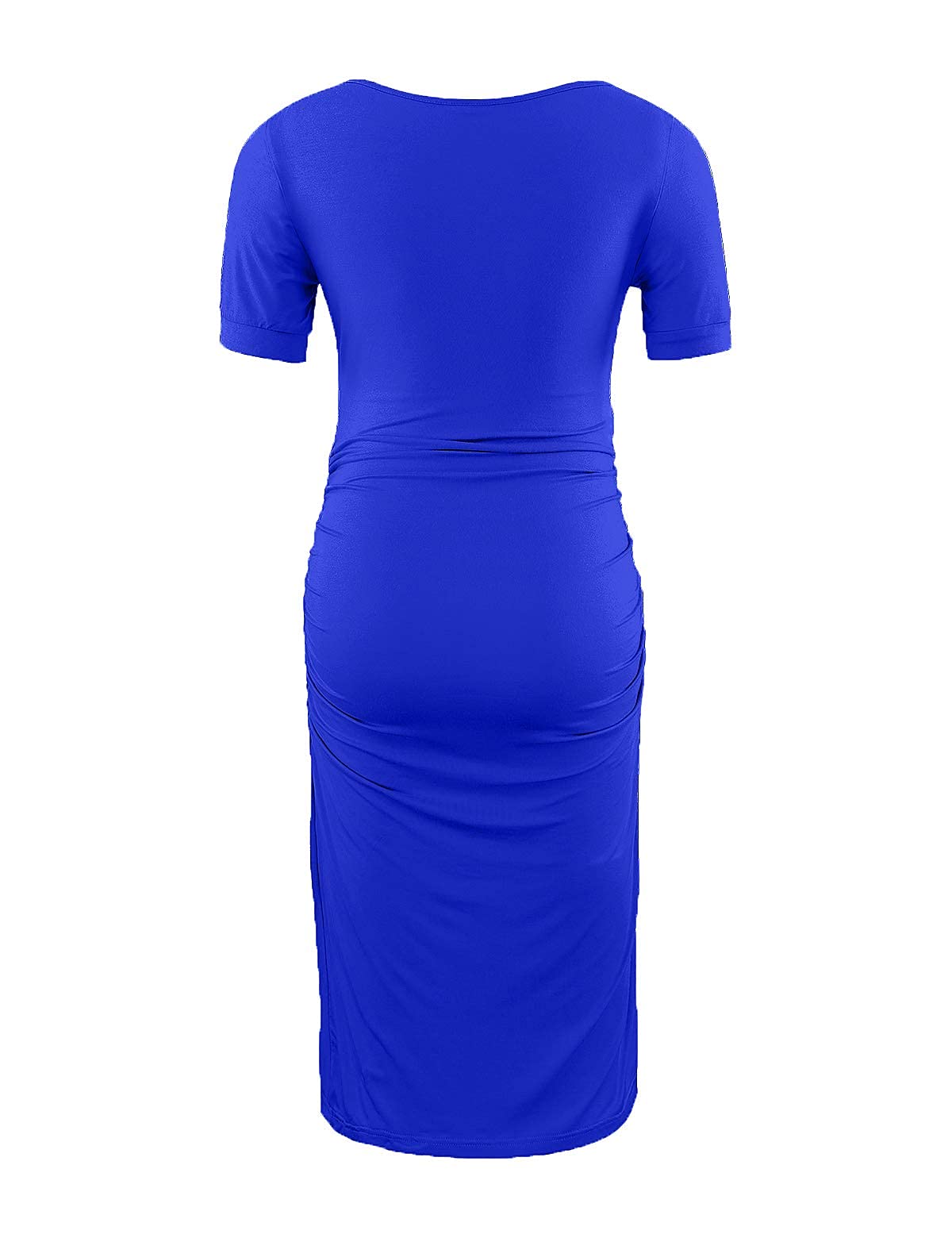 Peauty Everyday Essentials Maternity Bodycon Dress Side Ruch & Short Sleeve Dress for Baby Shower Daily (S-2XL)