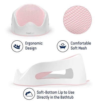 Angelcare Baby Bath Support (Pink) | Ideal for Babies Less than 6 Months Old