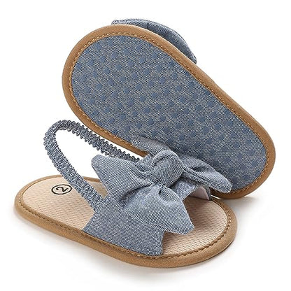 Baby Girls Bow Knot Sandals Flat Non-Slip Patchwork Princess Shoes Infant First Walking Slipper Shoes Beach Sandals