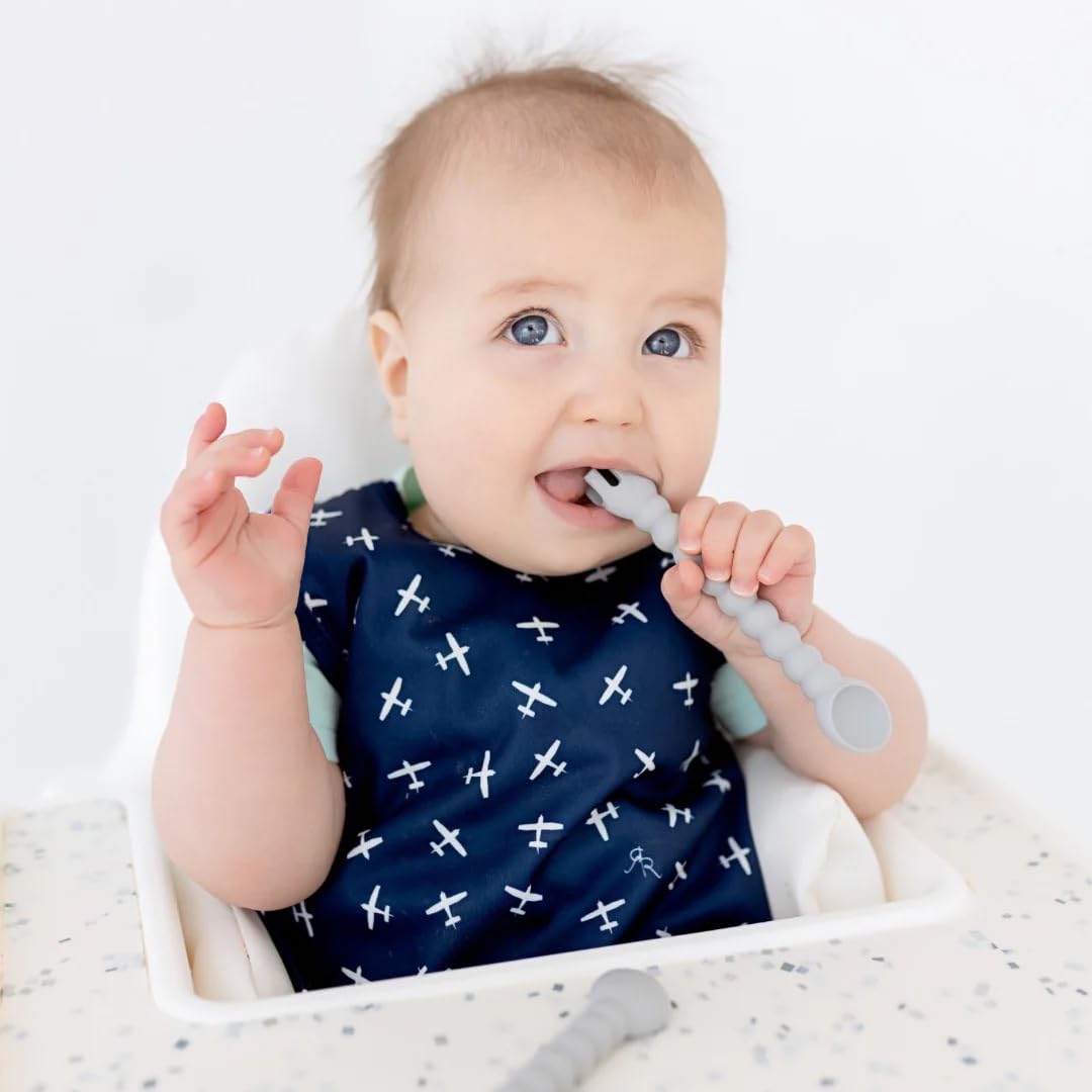 Ryan & Rose Ultimate Utensil Set of 3 Silicone Baby Spoons Silicone baby feeding set for baby led weaning, baby spoons self feeding 6 months, baby utensils, toddler utensils (Rose), Child