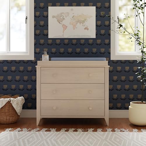 Babyletto Sprout 3-Drawer Changer Dresser with Removable Changing Tray in Washed Natural and White, Greenguard Gold Certified