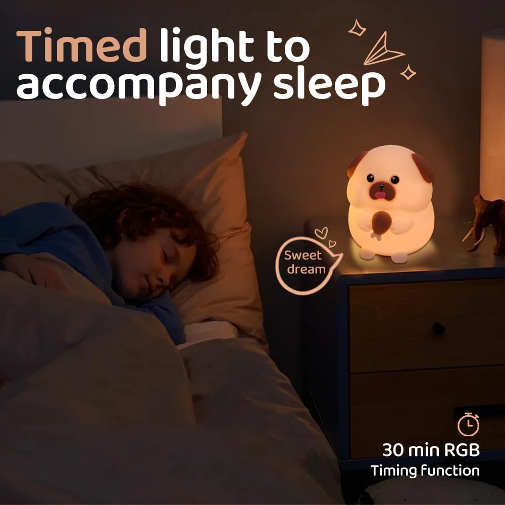 Cute Frog Night Light for Kids, Color Changeable Soft Silicone Sleeping Night Lamp for Nursery, Dimmable Timer Rechargeable Colorful Baby's Light Room Decor Children Gifts